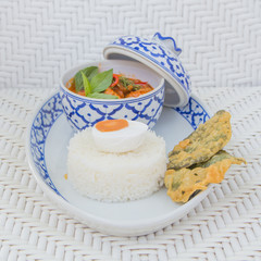 Thai red curry in the beautiful bowl