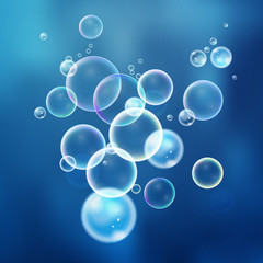 Set colorful bubbles in vector. Isolated  water bubbles collecti