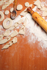Shape of dough on the table,
