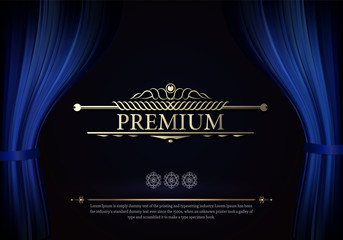 Dark blue curtain scene gracefully. Cover with vertical motion b