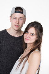 Portrait of a beautiful young happy smiling couple