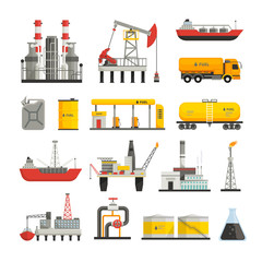 Oil Petrol Industry Icons Set