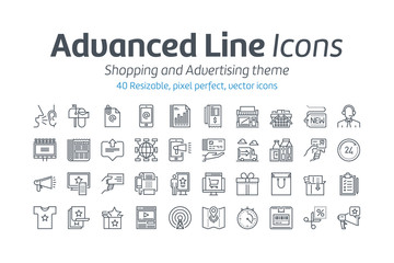 Shopping and advertising icon set