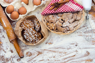 Cookies and ingredients for cooking
