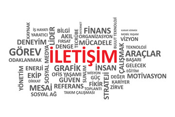 İletişim - İş Dünyasındaki önemli Kelime ve Kavramlardan oluşan tipografi grafik çalışması.