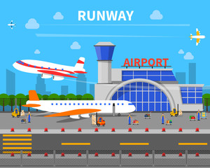 Naklejka premium Airport Runway Illustration