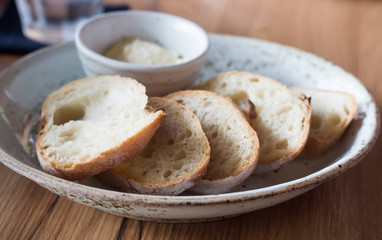 Slices of white bread with butter
