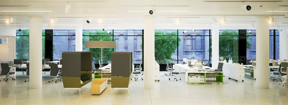 panaroama eines modernen Großraum Büros - panarama view modern loft office