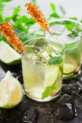 Lemonade with fresh lemon and lime