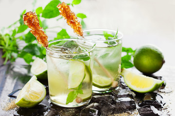 Lemonade with fresh lemon and lime