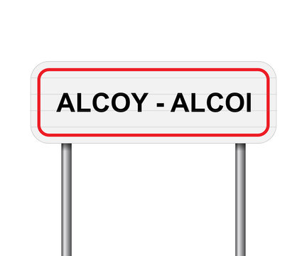 Welcome to Alcoy Spain road sign vector