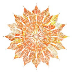Mandala  colorful watercolor. Beautiful round pattern. Detailed abstract pattern. Decorative isolated. 