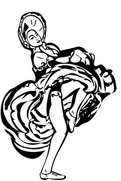 vector sketch of a girl dancing the cancan skirt