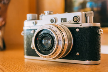 Russian Soviet Vintage Camera Zorkiy 2-S. Small-format rangefinder camera