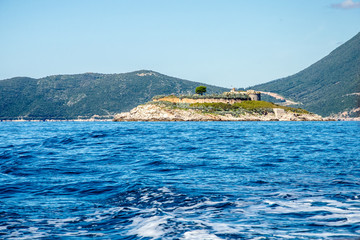 Bay of Kotor Montenegro.Island with forts