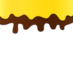 Background with caramel and chocolate cream on top