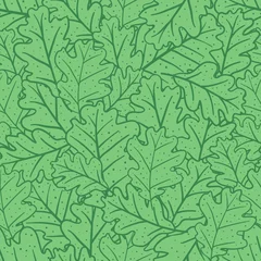 Stickers pour porte Vert Modèle sans couture avec des feuilles de chêne