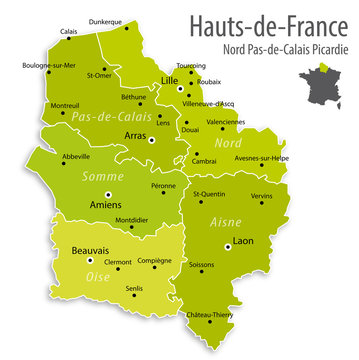 Carte Région Hauts-de-France (Nord Pas-de-Calais Picardie)