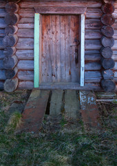 Entrance to the old wooden building