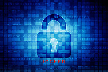Security concept: Lock on digital screen, contrast, 3d render