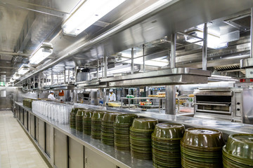 Fototapeta premium Commercial Kitchen with Serving Domes