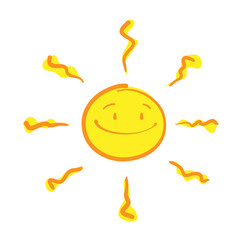 Smiling Sun Cartoon, a hand drawn vector of a smiling sun in cartoon style.