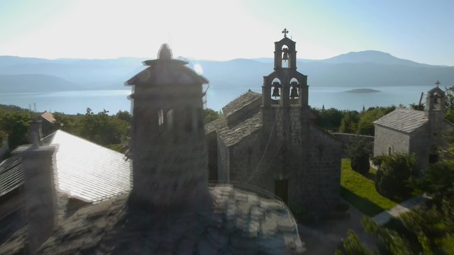 Manastir Dobricevo of Lake Bileca, Bosnia and Hercegovina, Footage recorder from quadrocopter in full HD resolution
