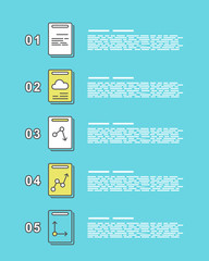 blue business infographic with documents
