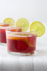 Spanish sangria with fruit and ice
