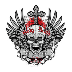 grunge skull coat of arms