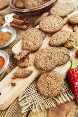 Fototapeta premium Chocolate cookies with chili pepper