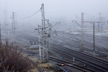 Railway in the cold morning