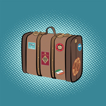 Suitcase  vacation pop art retro comic style