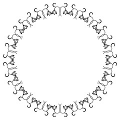 Round frame with contour flowers