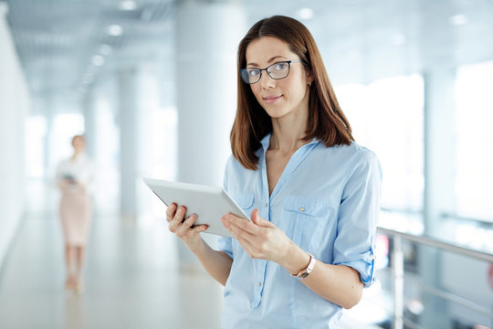 Woman with touchpad