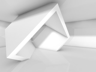 Abstract interior design, white cubic installation