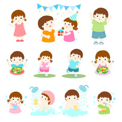 pack of children character cartoon vector