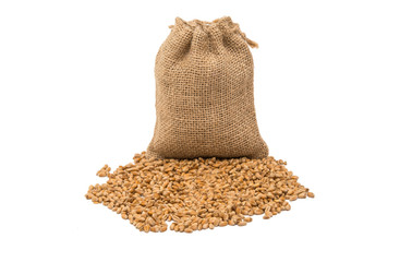 bag with wheat isolated