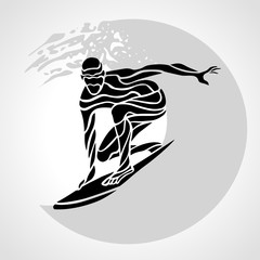 Creative silhouette of surfer