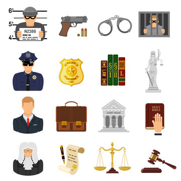 Crime and Punishment Flat Icons