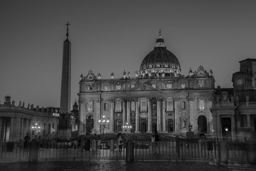 Illuminated St. Peters Basilica in Vatican City
