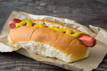 Hot dogs with mustard and ketchup
