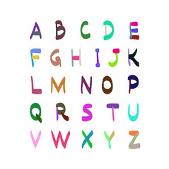 Alphabet vector hand drawn illustration. Icons on white backgrou