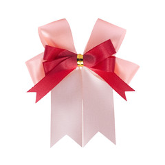 Pink and red bow isolated on white