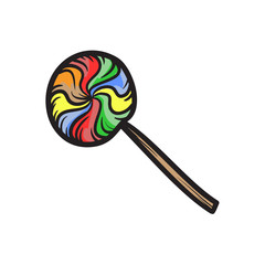 Lollipop colorful vector hand drawn illustration