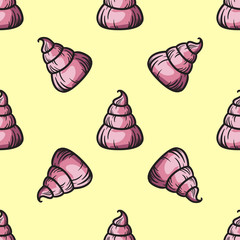 Meringue seamless pattern sweet cake vector hand drawn illustrat