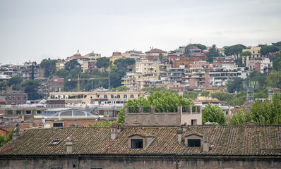 cityscape view and ruins in Rome, Italy
