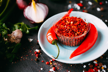 Dry and Fresh Chili with different spicies
