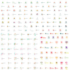 Mega collection of geometrical abstract logo templates, origami paper style business icons with sample text. Vector