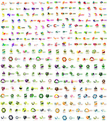 Obraz premium Mega collection of geometrical abstract logo templates, origami paper style business icons with sample text. Vector